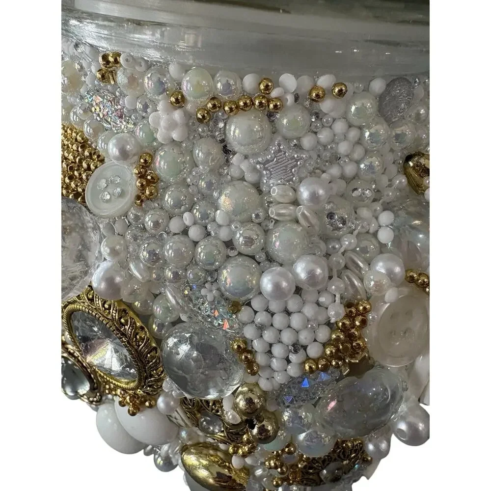 Wedding Fund Glass Jar Pearl Rhinestone Jewelry Memory Keepsake Bridal Gift